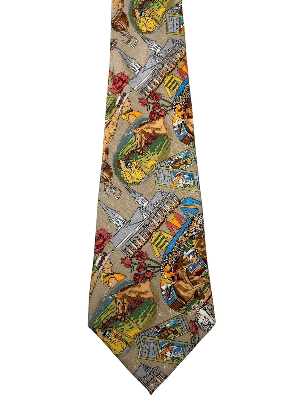 Nicole Miller Vintage Silk Kentucky Derby Horse Racing Equestrian Novelty Tie